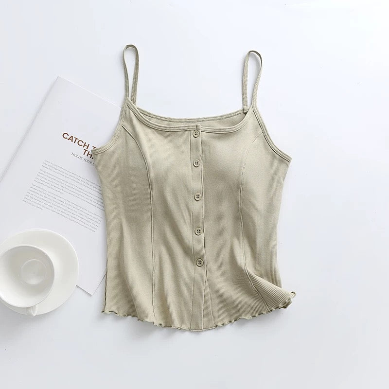 Soft Ribbed Button Down Cami Top